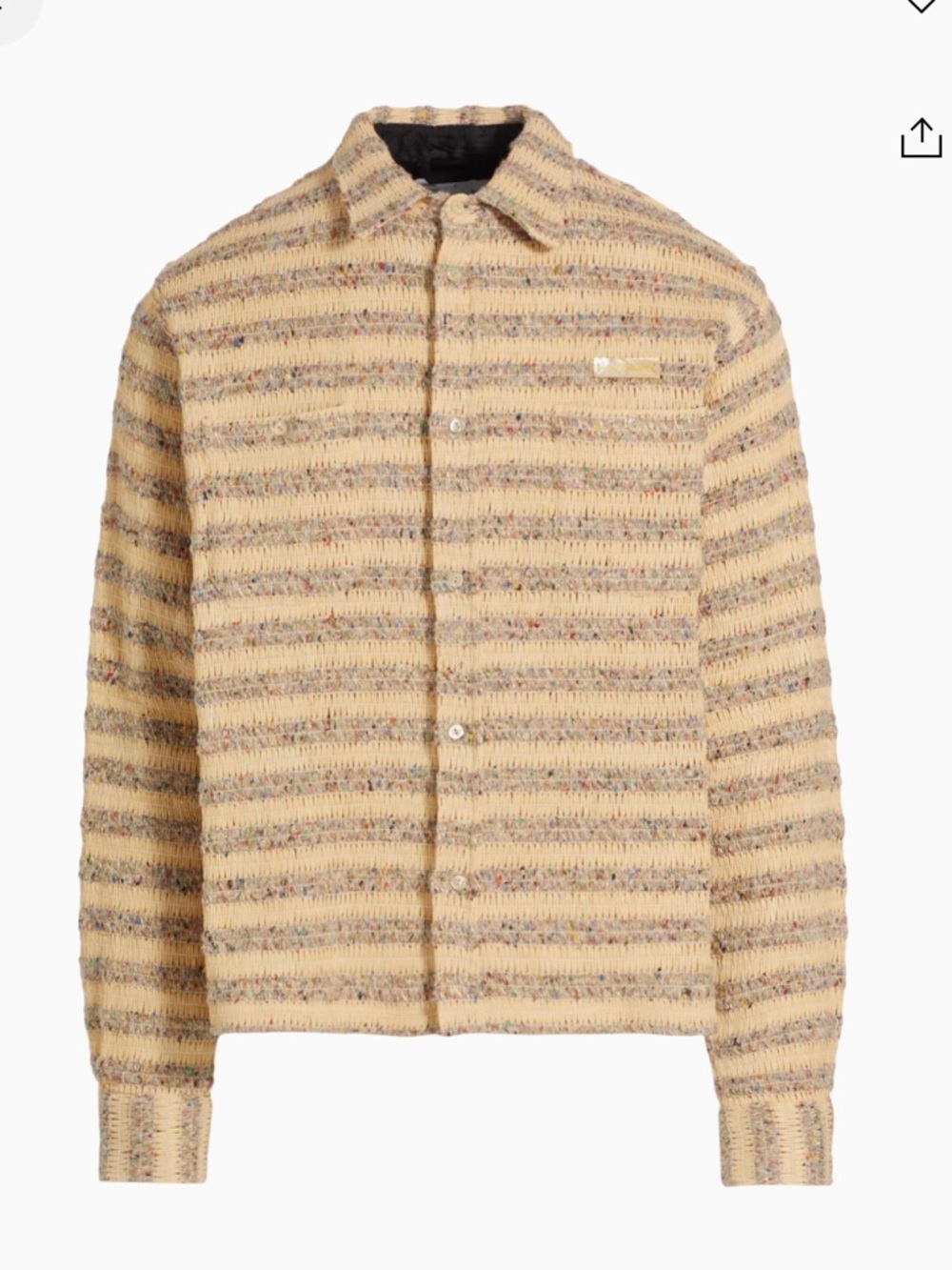 Lightweight Beige Striped Shirt Jacket